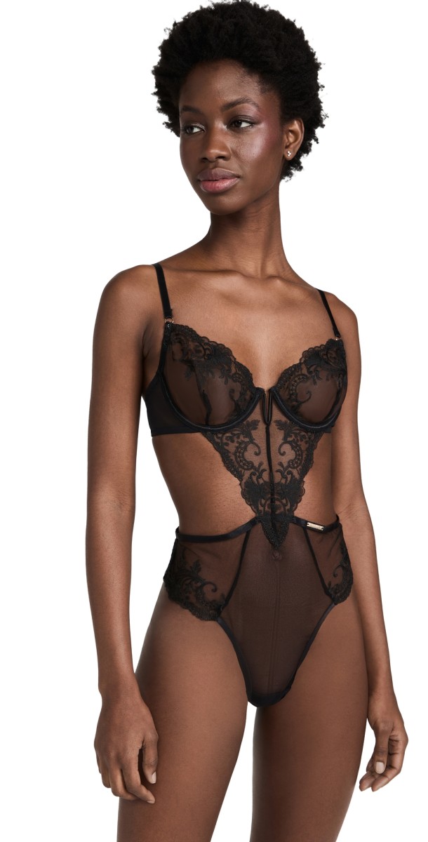 Bluebella Marseille Wired Thong Bodysuit Black
