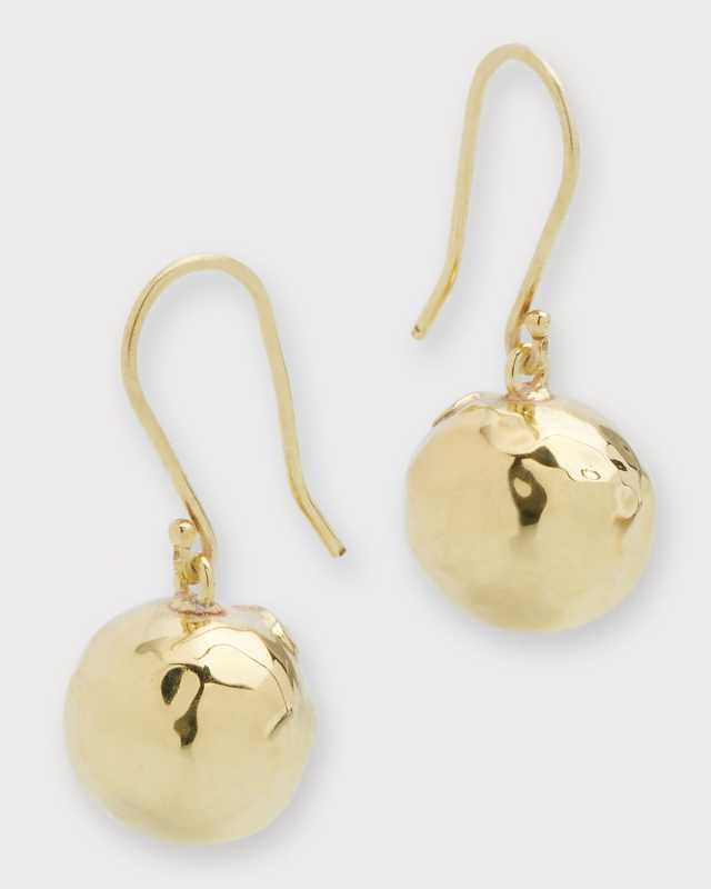 Small Hammered Ball Drop Earrings in 18K Gold