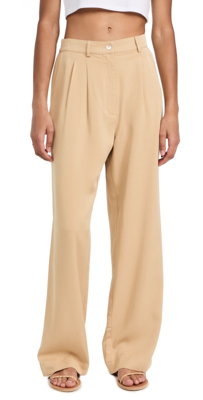 DONNI. Twill Pleated Pants Sand