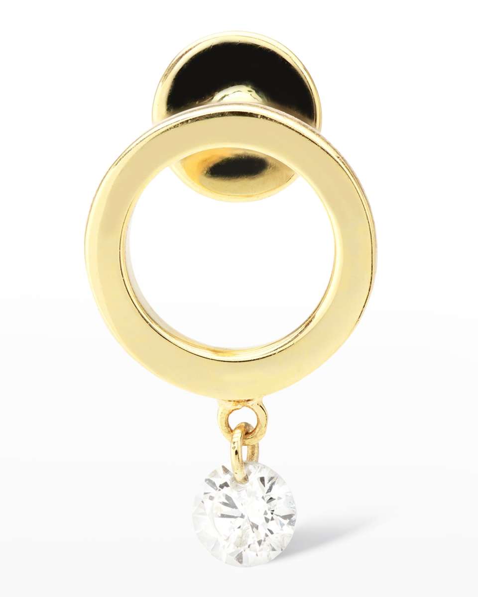Plain Circle 1 Hanging Diamond Stud Earring, Single