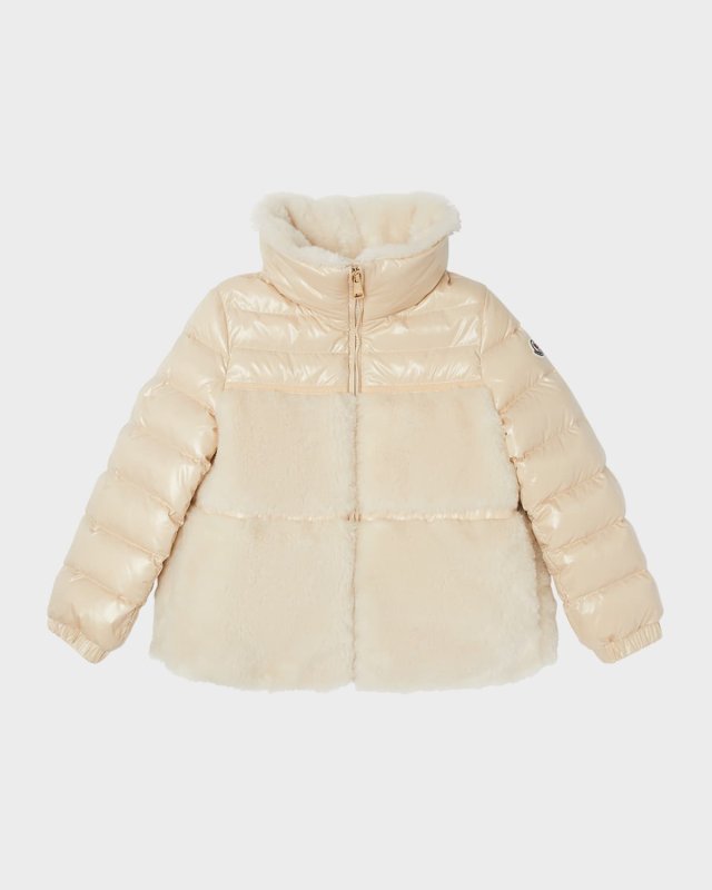 Girl's Ambay Faux Fur Puffer Jacket, Size 4-6