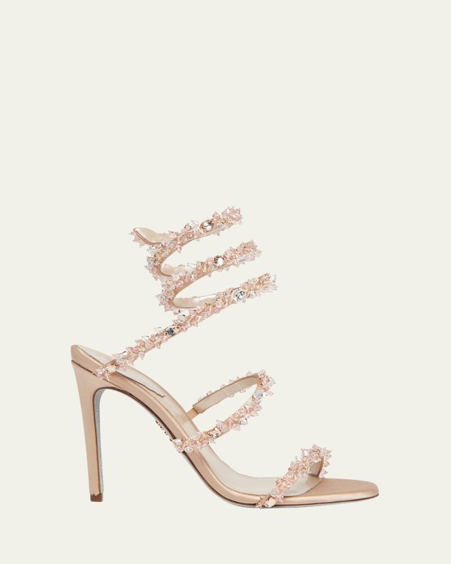 Cleo Strass Snake-Wrap Sandals