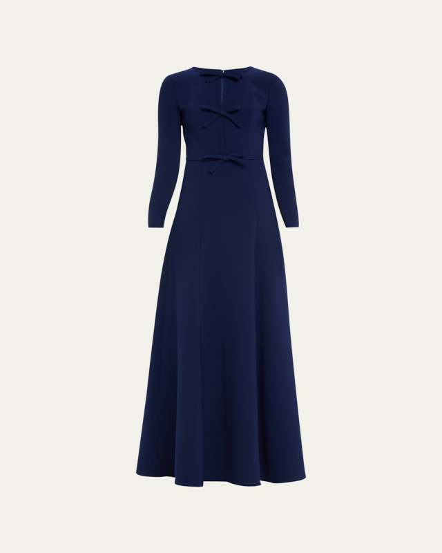 Triple Bow Keyhole Long-Sleeve Gown