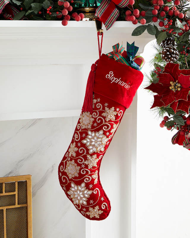 Personalized Ashwanhi Velvet Multi-Beaded Stocking, 23"