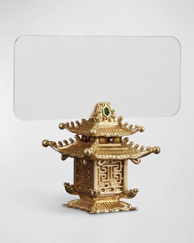 Pagoda 24K Gold-Plated Place Card Holders, Set of 6