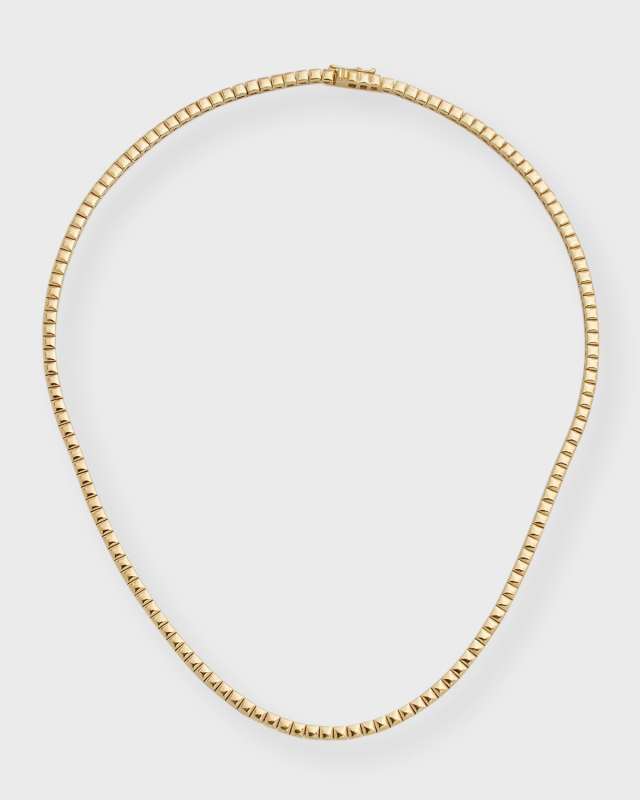 18k Gold Square Tennis Necklace