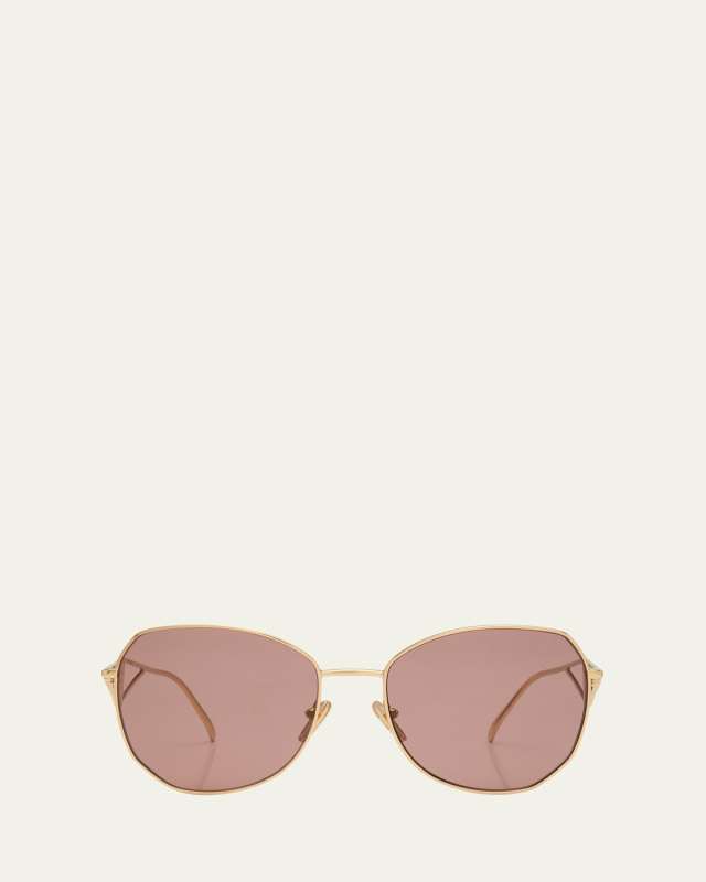 Triangle Logo Metal Round Sunglasses