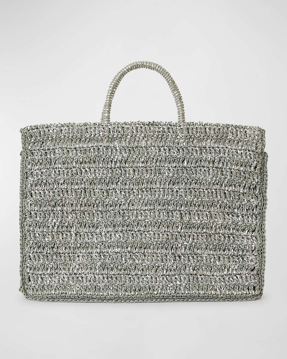 Stella Metallic Straw Box Tote Bag
