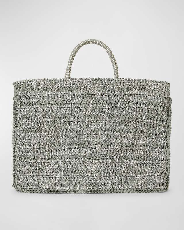 Stella Metallic Straw Box Tote Bag
