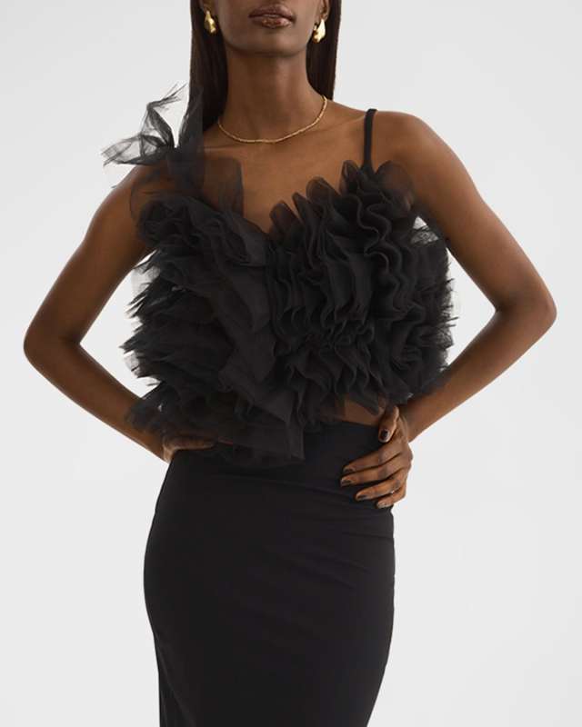 Feleta Sleeveless Embellished Tulle Top
