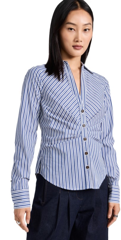 Veronica Beard Joelle Top CLASSIC BLUE/OFF WHITE