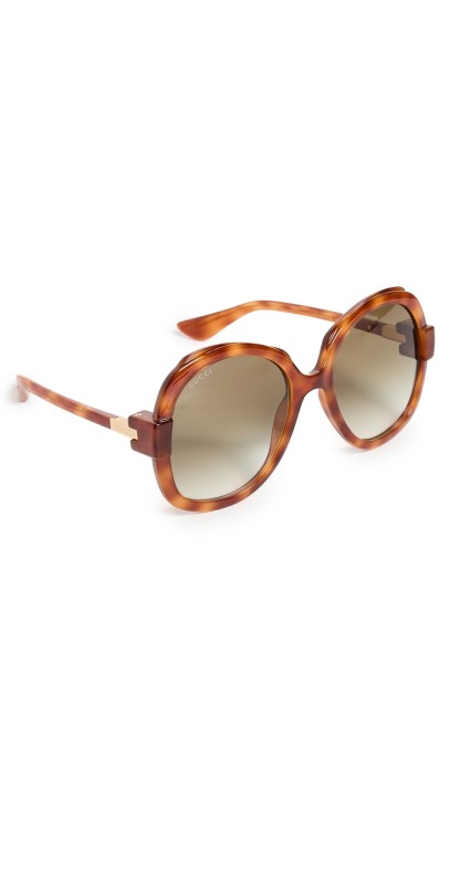 Gucci Oval Panthos Sunglasses Havana-Havana-Brown