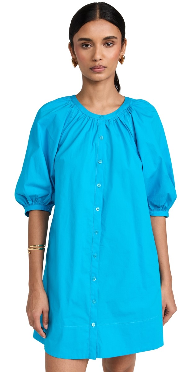 STAUD Mini Vincent Dress Aquatic Blue