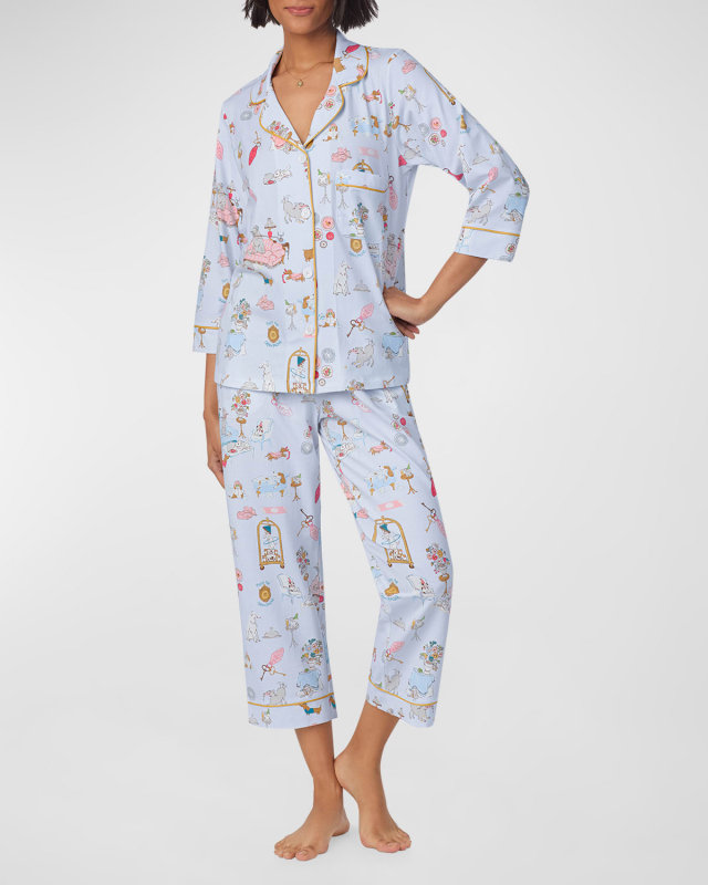 Cropped Organic Cotton Jersey Pajama Set