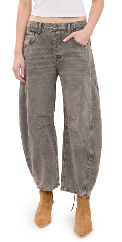 Free People Good Luck Barrel Jeans Archive Grey
