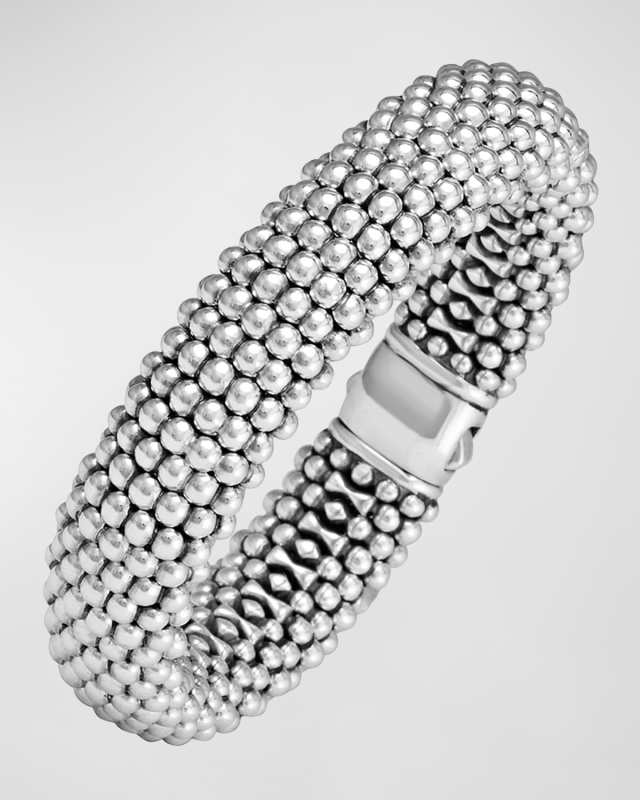 Silver Caviar Oval Bracelet, 15mm