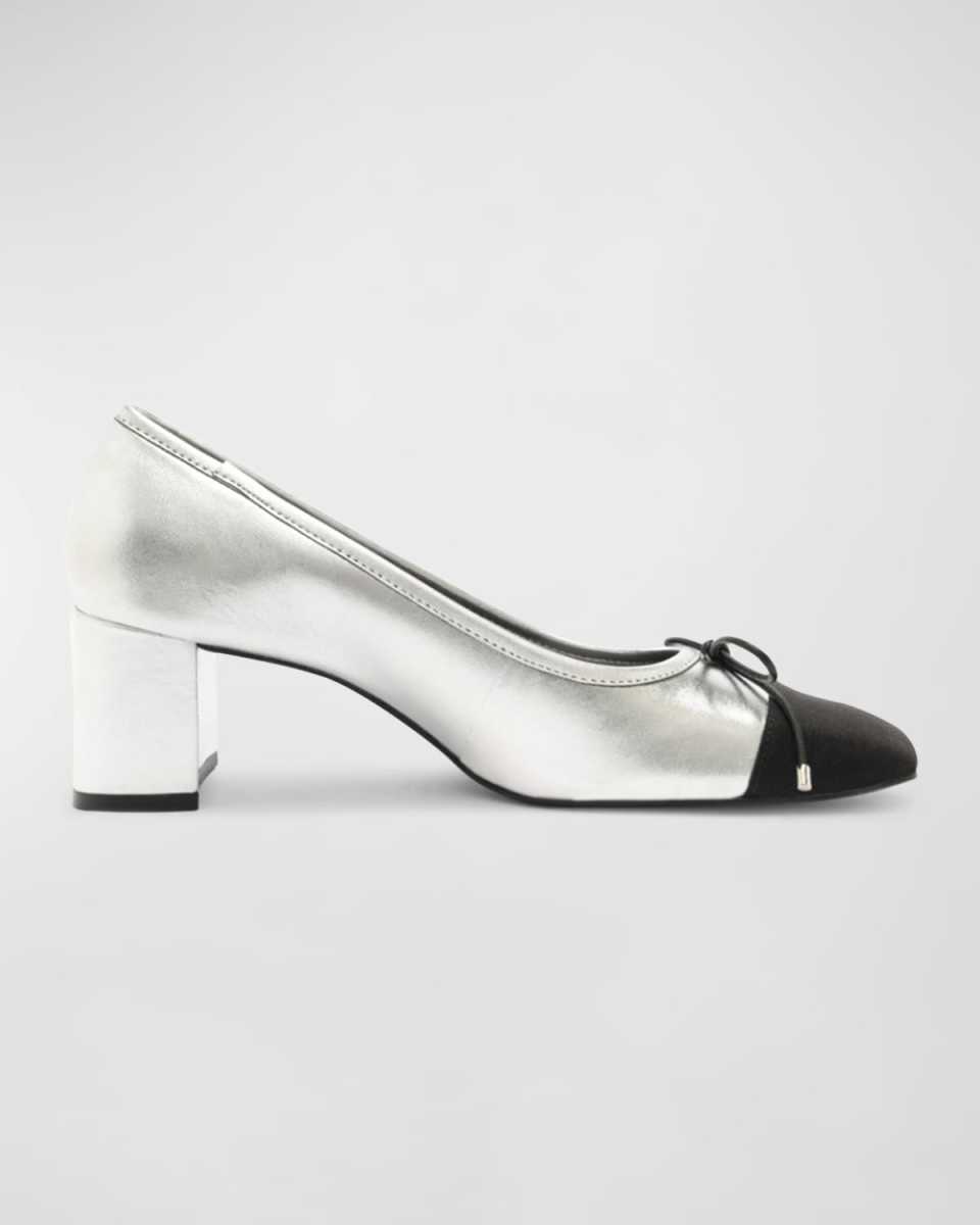 Arissa Metallic Bow Cap-Toe Pumps