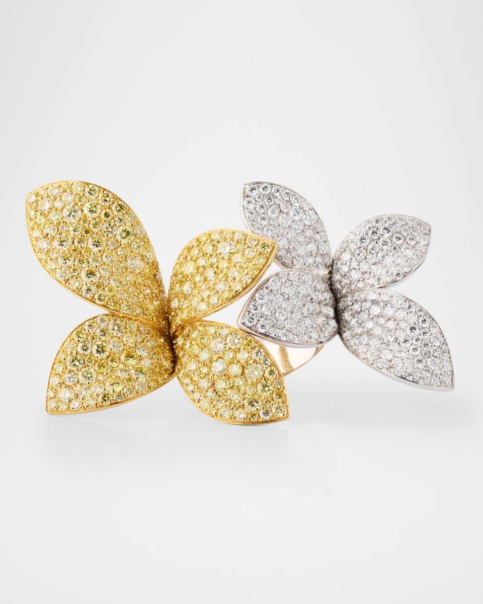 18K Yellow and White Gold Giardini Segreti Aura Ring with White and Yellow Diamonds