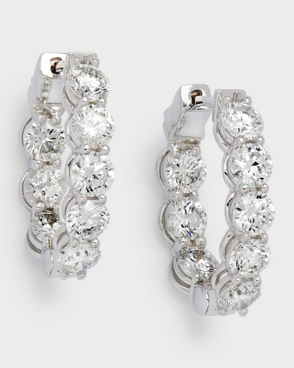 18K White Gold & Diamond Hoop Earrings, 5.12tcw, 0.75"L