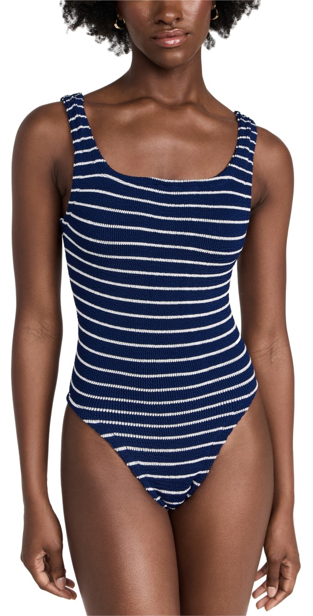 Hunza G Square Neck Swim One Piece Navy/Whit