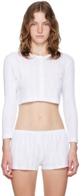 COUCOU White 'The Crop' Cardigan