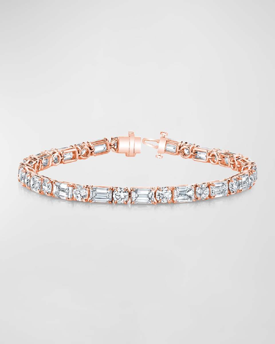 18K Gold East-West Alternating Prong-Set Diamond Bracelet, 10.30tcw, 7"L