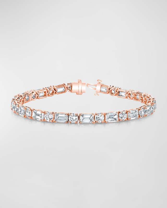 18K Gold East-West Alternating Prong-Set Diamond Bracelet, 10.30tcw, 7"L