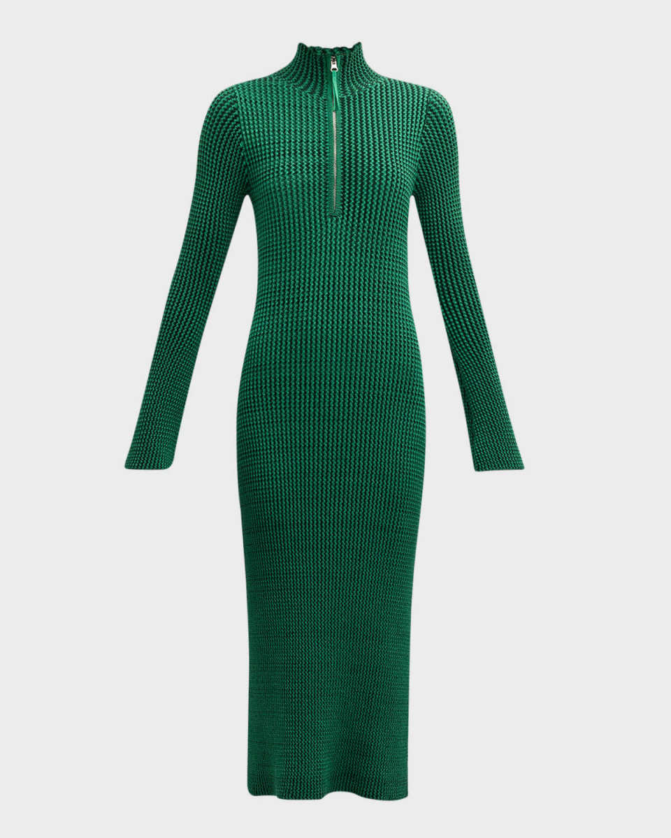 Zumi Textured Knit Long-Sleeve Midi Dress