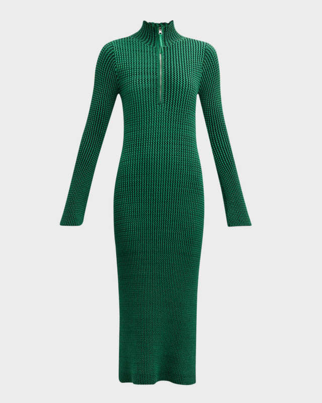 Zumi Textured Knit Long-Sleeve Midi Dress