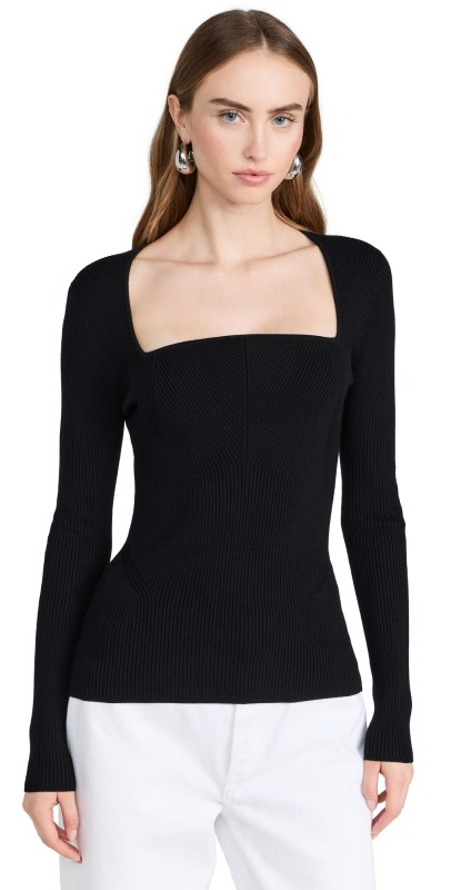 Jason Wu Curved Necklineweater Black