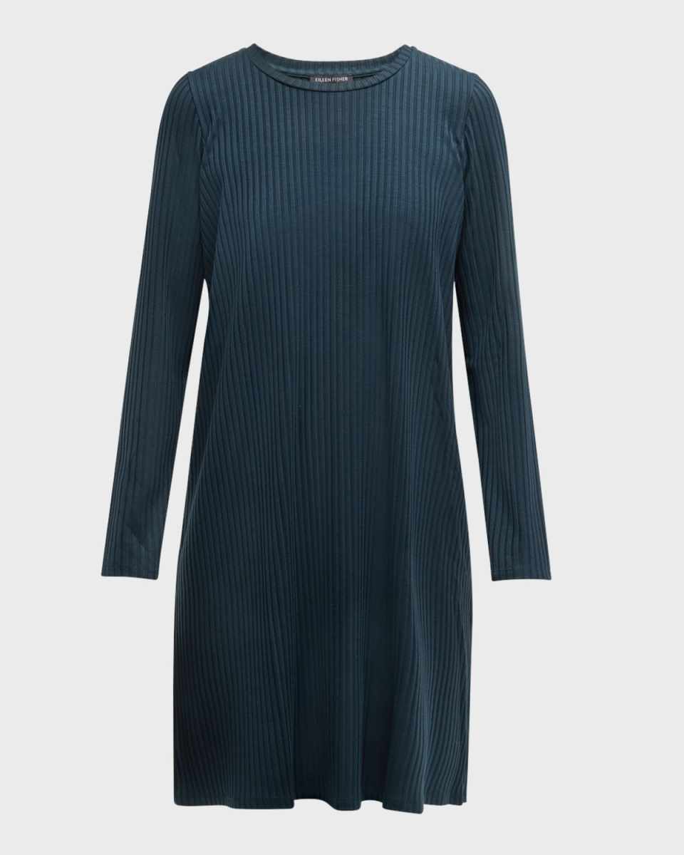 Petite Ribbed Crewneck Shift Dress
