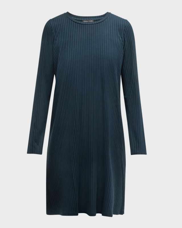 Petite Ribbed Crewneck Shift Dress