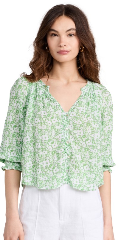 RAILS Mariah Blouse Green Texture Floral