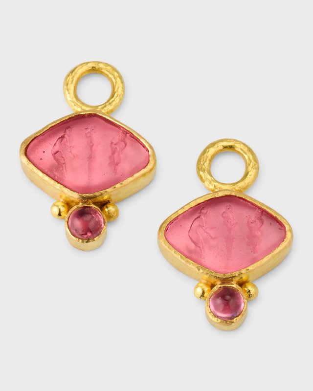 Rombo 19k Yellow Gold Venetian Glass Intaglios Earring Pendants