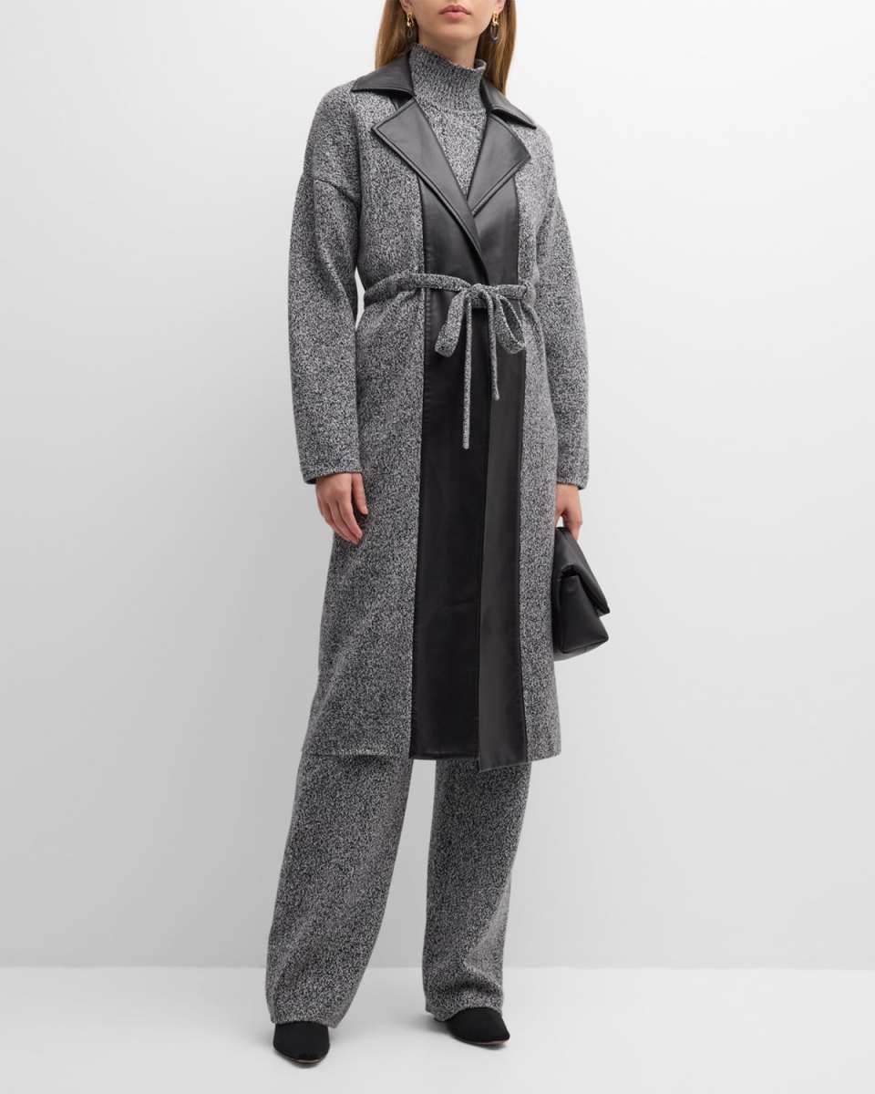 Mixed Media Long Wrap Jacket