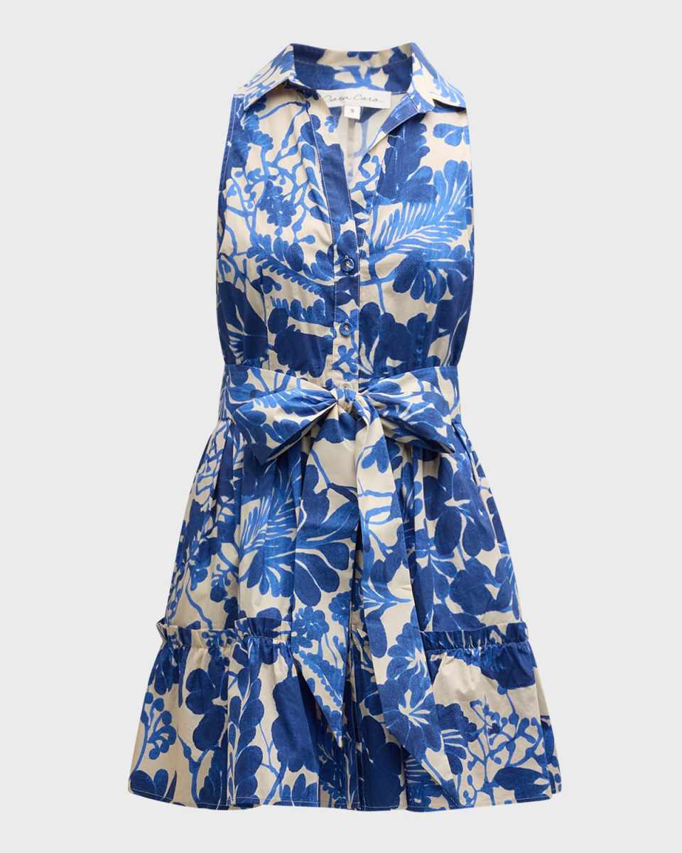 Hannah Floral Cotton Sleeveless Collared Mini Dress