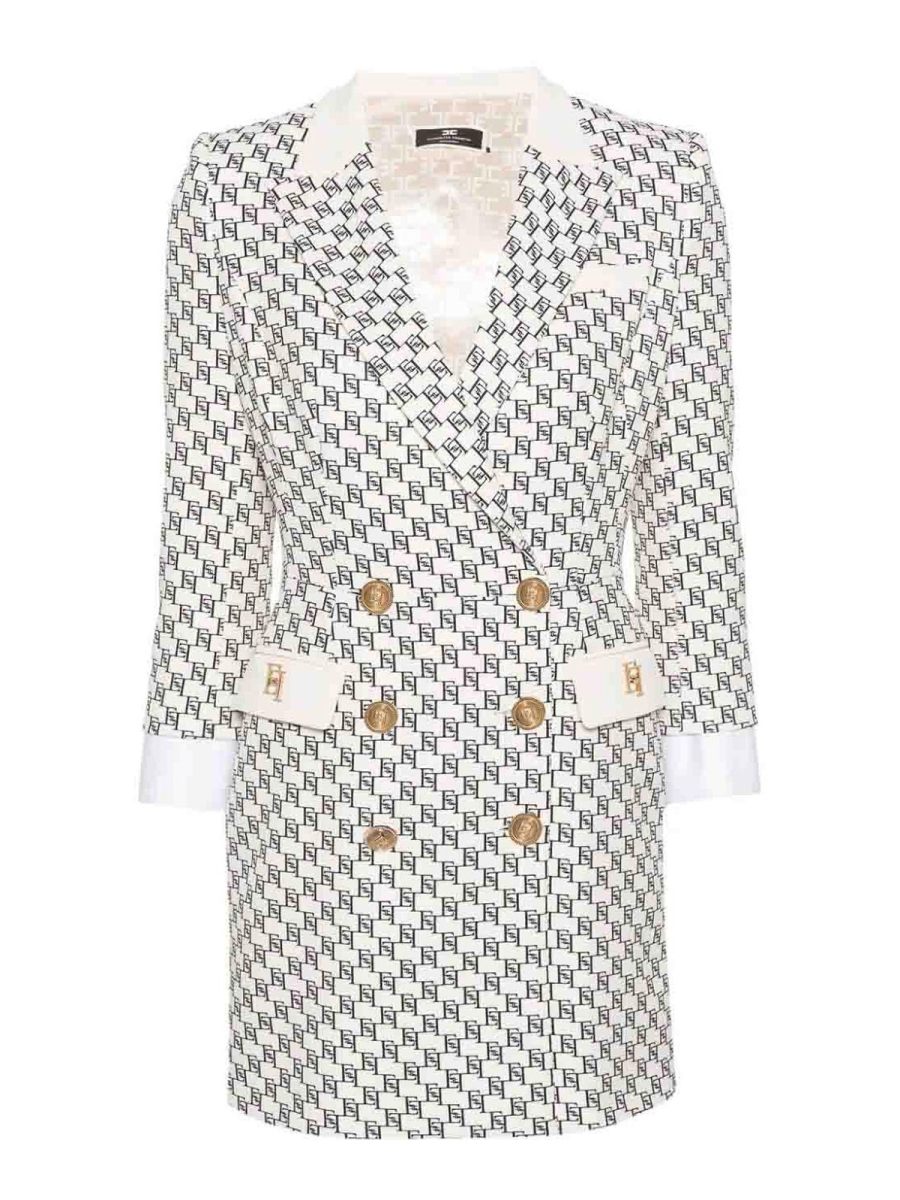 Elisabetta Franchi Robe Au Genou - Blanc