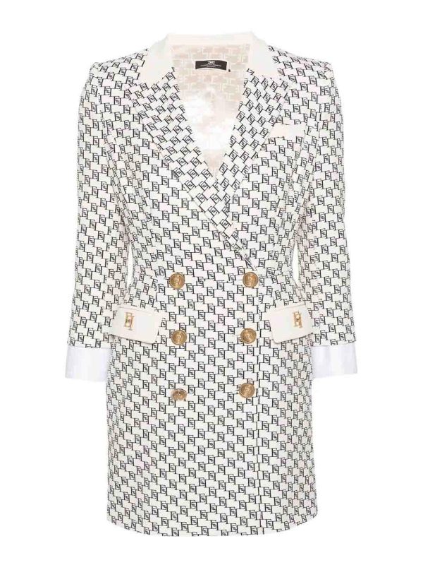 Elisabetta Franchi Robe Au Genou - Blanc