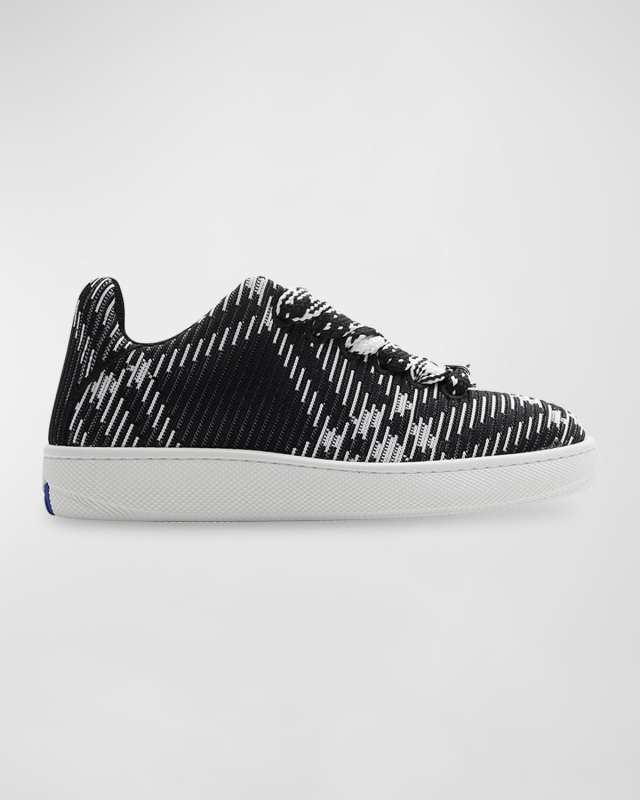 Box Check Knit Low-Top Sneakers