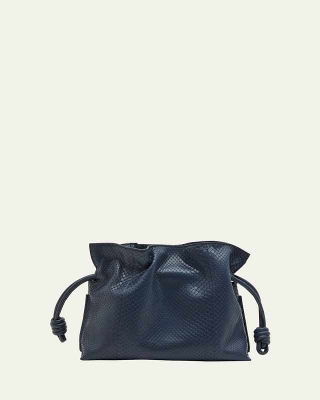 Flamenco Mini Python-Embossed Clutch Bag