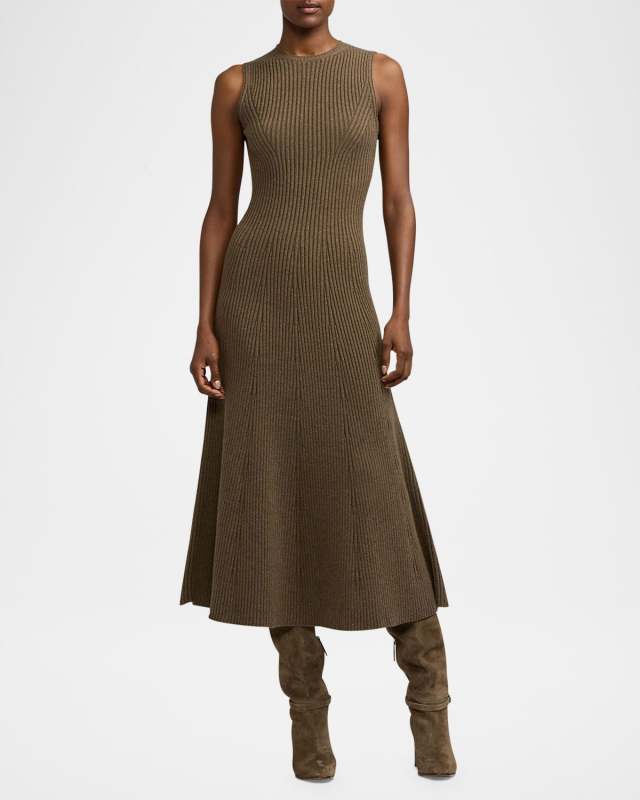 Lofty Cashmere Rib Sleeveless Midi Day Dress