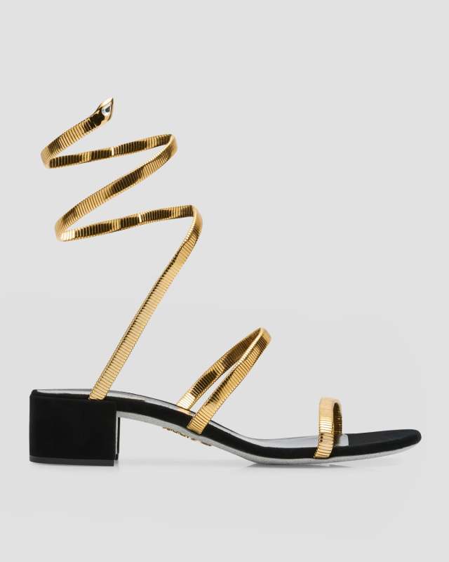 Copper Suede Snake-Wrap Sandals