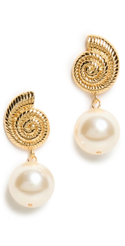 SHASHI Ionian Earrings Gold/White Pearl