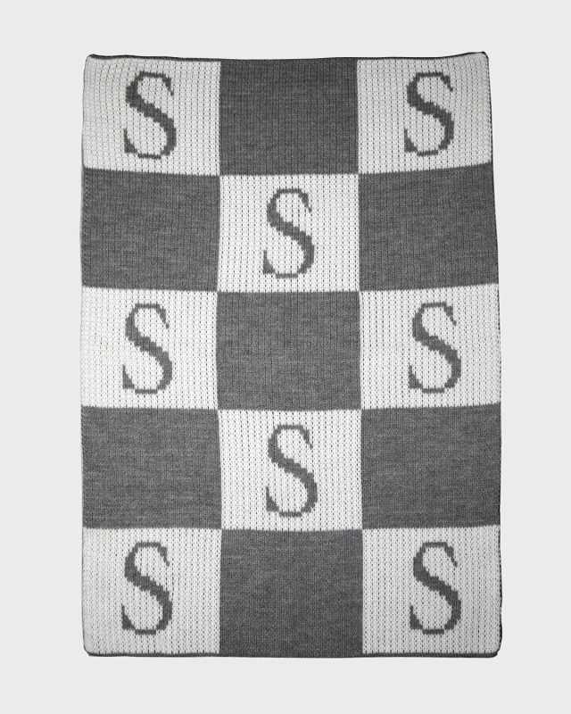 Personalized Check Colorblock Baby Blanket, Gray