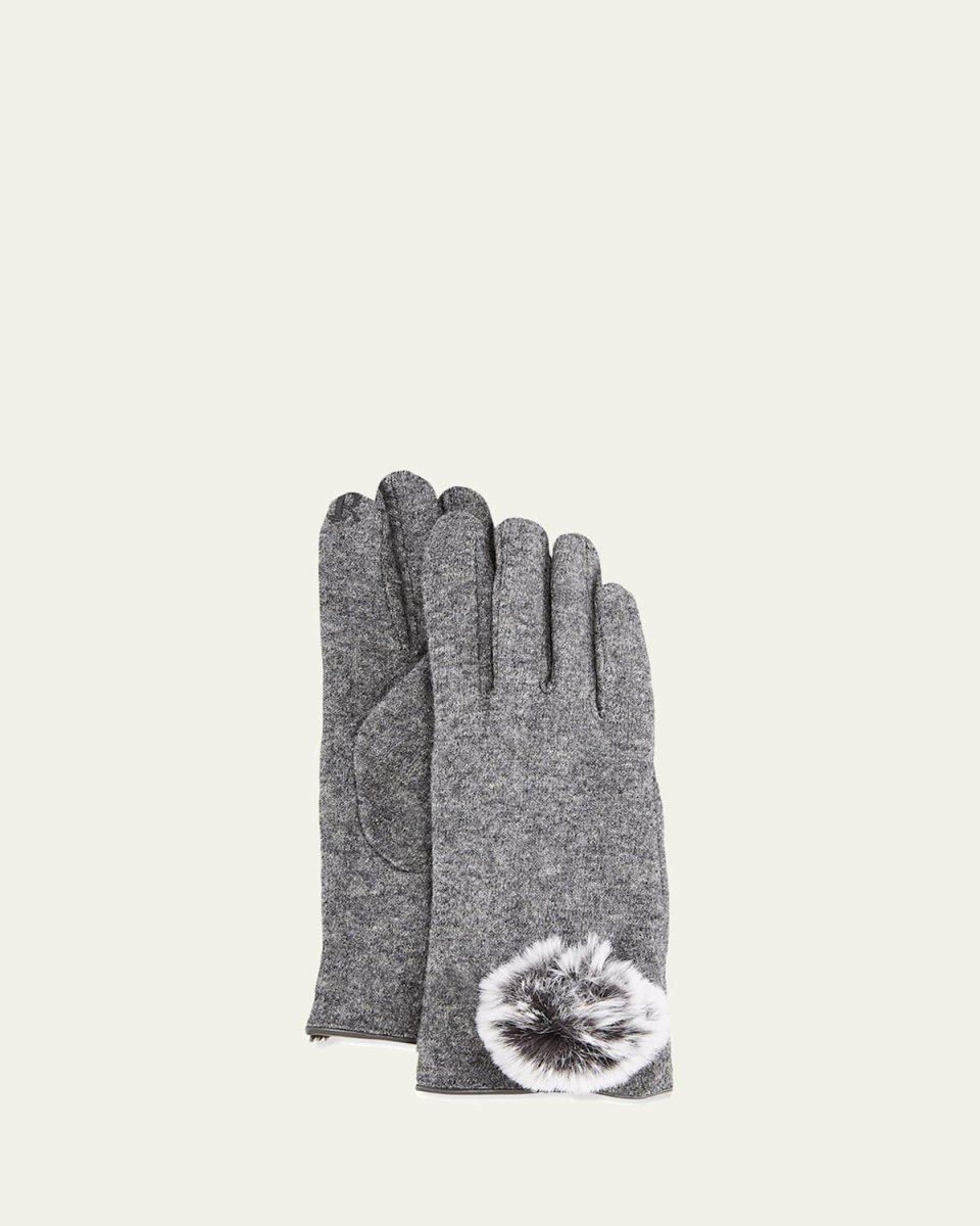 Lucia Wool-Blend Gloves with Faux Fur Pompom