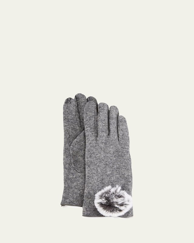 Lucia Wool-Blend Gloves with Faux Fur Pompom