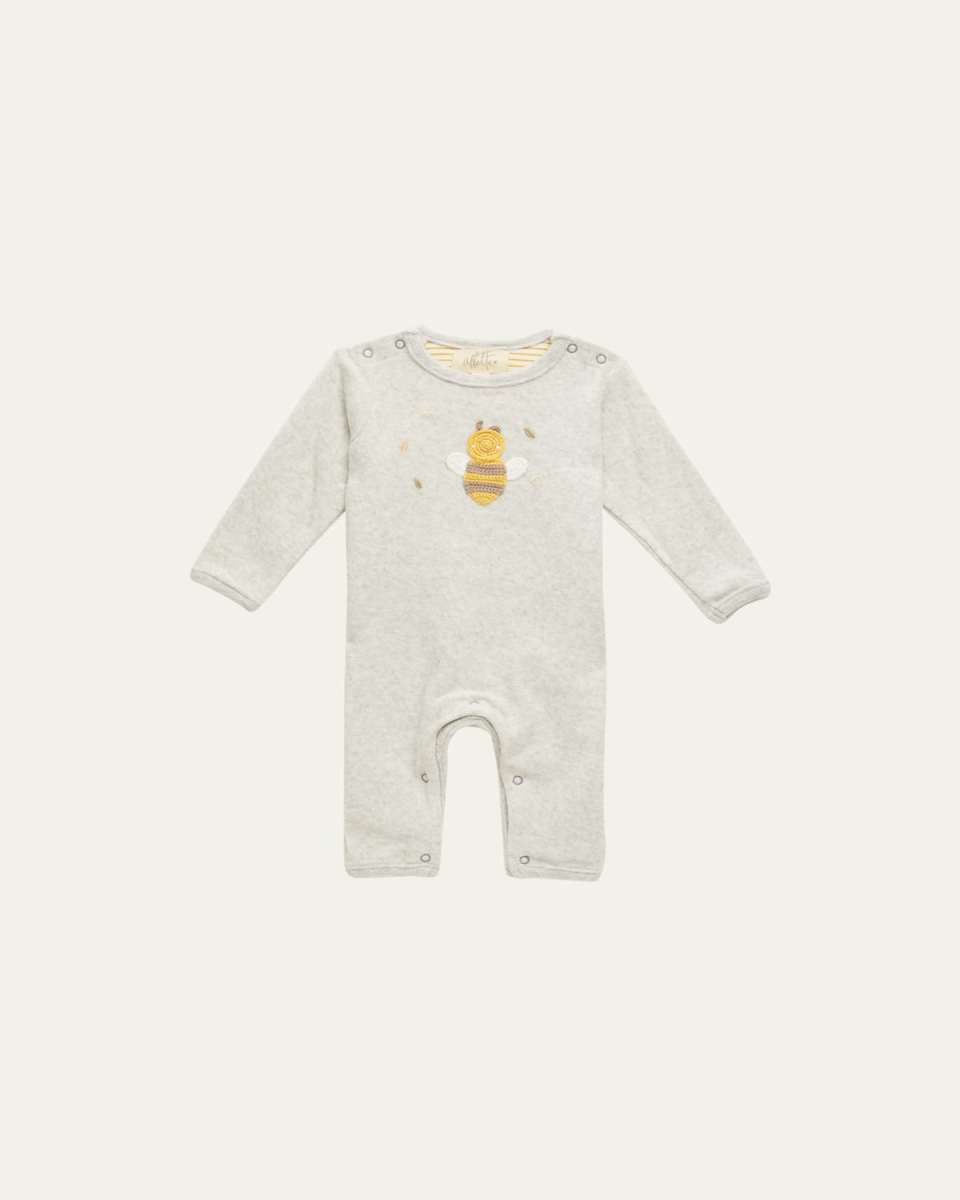 Kid's Crotched Bee Applique Playsuit, Size Newborn-12