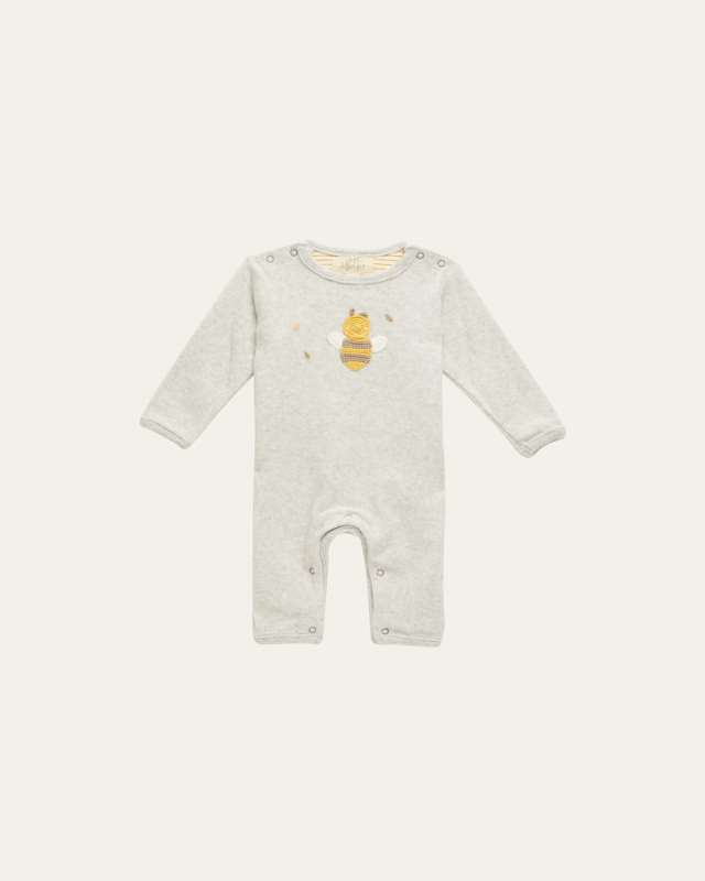 Kid's Crotched Bee Applique Playsuit, Size Newborn-12