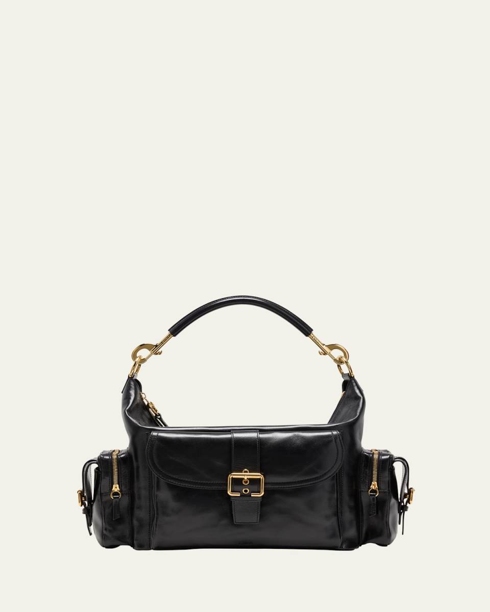 Camera Bag Large in Natural Shiny Calfskin