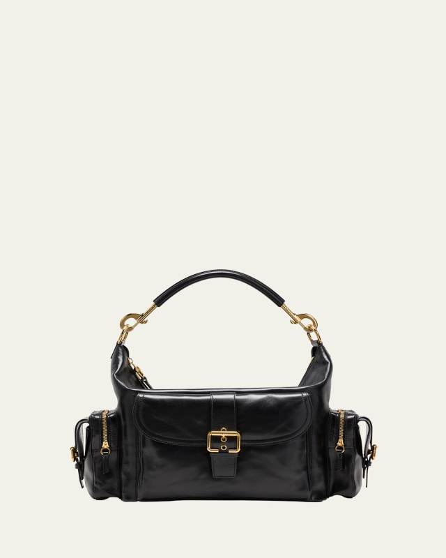 Camera Bag Large in Natural Shiny Calfskin